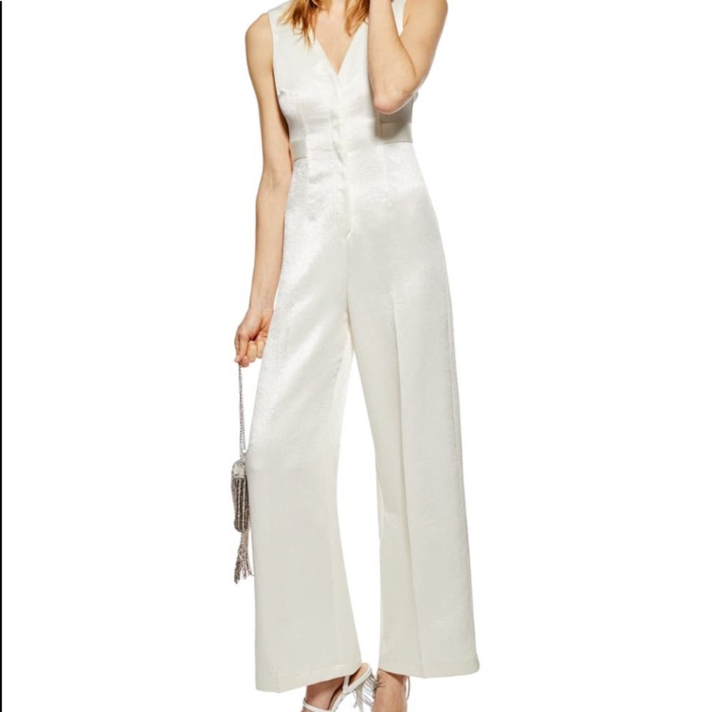 Topshop ivory twill jumpsuit - worn once